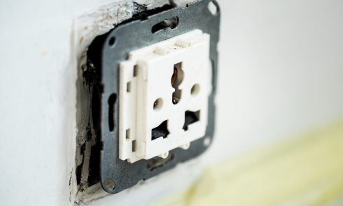 Closeup of AC power plug socket